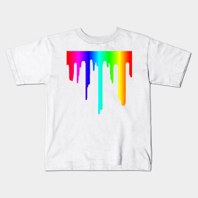 Rainbow Paint Drip Kids T-Shirt by Art by Deborah Camp